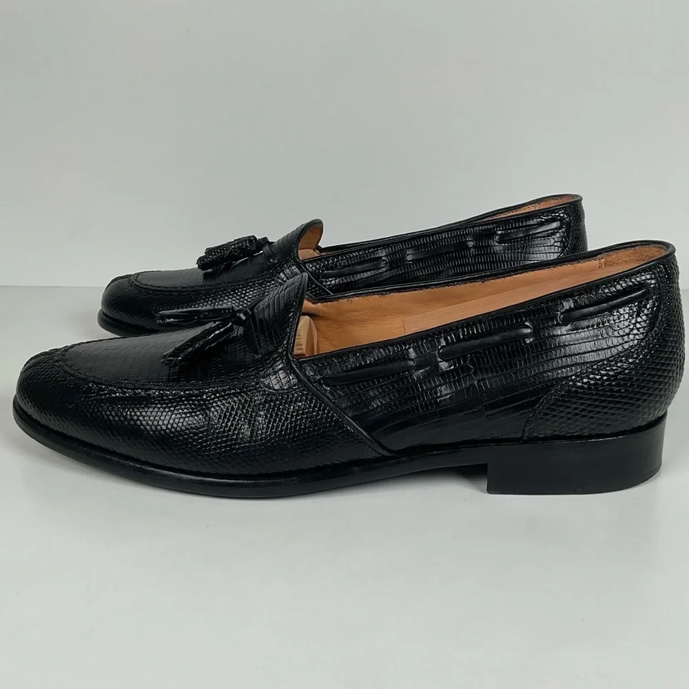 Zelli Italia | Teju Lizard Tassel Loafers | Black | Men’s 9 M